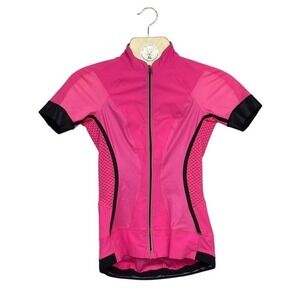 Lululemon Cycling Jersey Women's 4 Pink Full Zip Mesh Panels‎ Rear Pockets